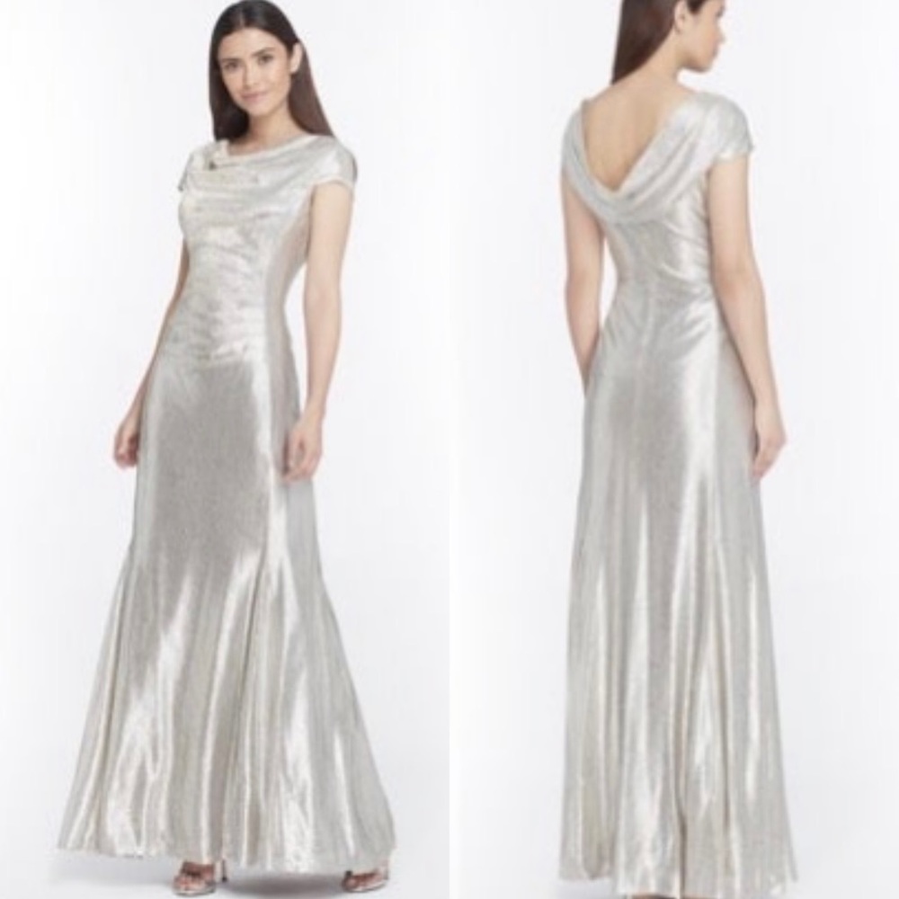 Plus Size Tahari Silver Powder Formal Dress NWT Size 16